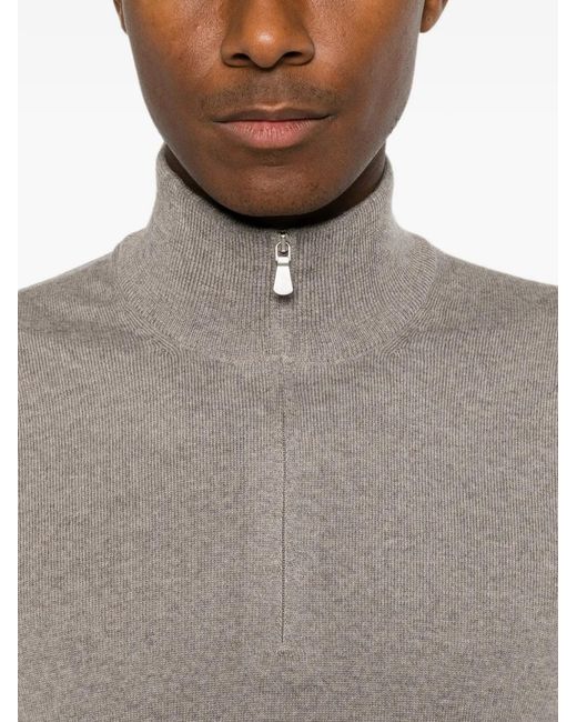 Tagliatore Gray Quarter-Zip Polo Shirt for men