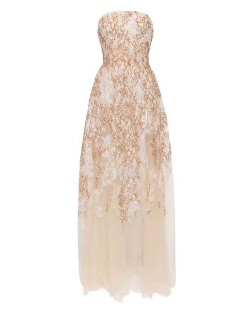 Saiid Kobeisy Natural Embroidered Maxi Dress