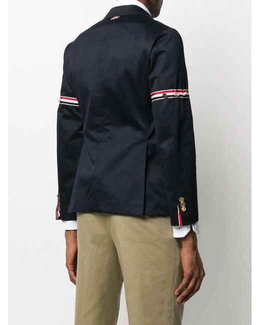 Thom Browne Blue Unconstructed Grosgrain Armband Sport Coat for men