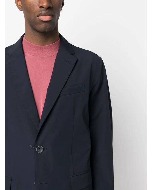 Herno Blue Plain Single-Breasted Blazer for men