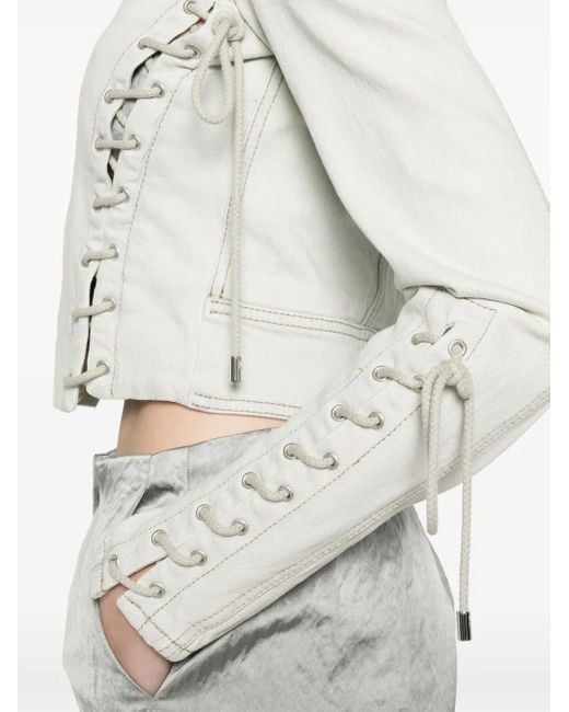 Blumarine White Jeansjacke Mit Ösendetail