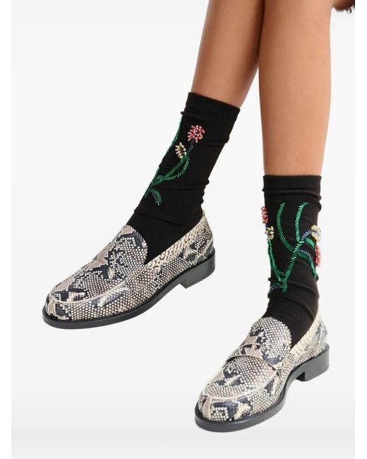 Essentiel Antwerp Gray Snake-Effect Loafers