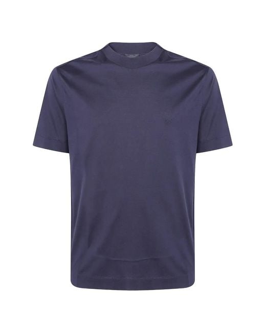 Emporio Armani Blue Logo-Embroidered T-Shirt for men