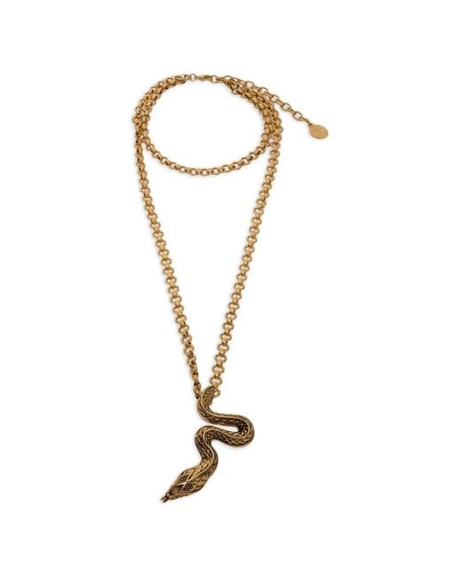 Roberto Cavalli White Snake-Pendant Chain Necklace