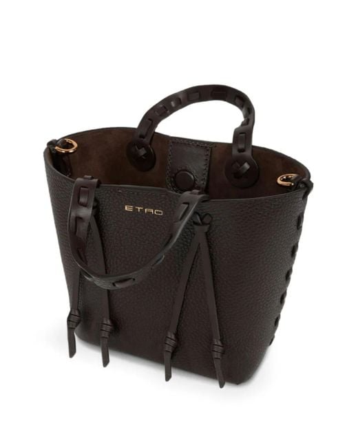 Etro Black Mini Leather Tote Bag
