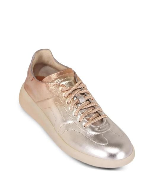 Santoni Metallic-Effect Lace-Up Sneakers