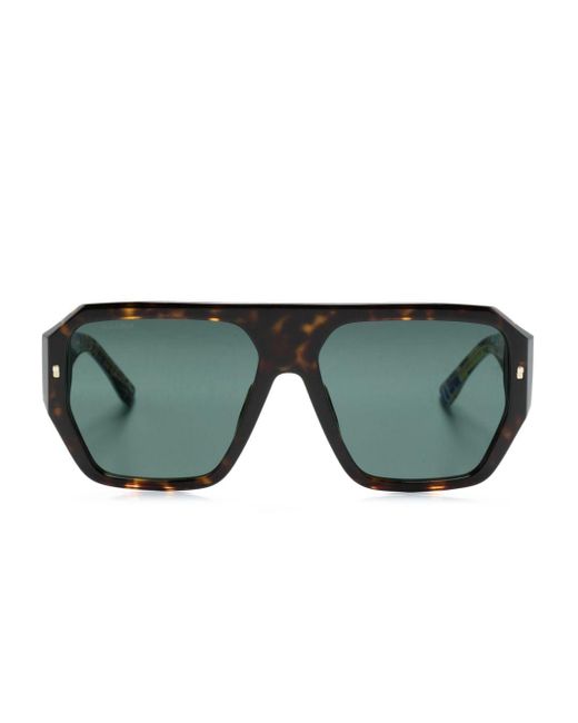 DSquared² Green Logo-lettering Oversize-frame Sunglasses for men