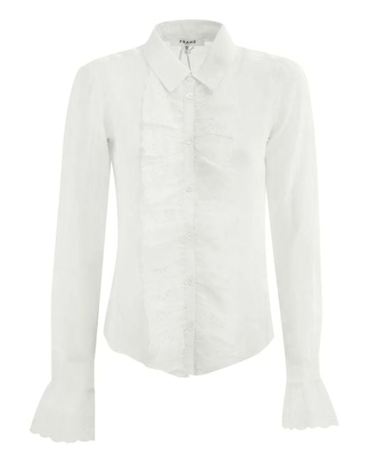 FRAME White Ruffled Shirt