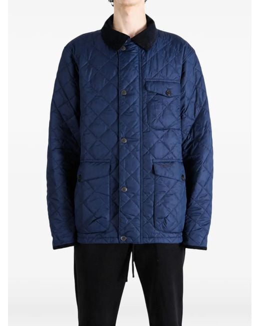 Barbour Blue Hornby Quilted Corduroy-Collar Jacket for men
