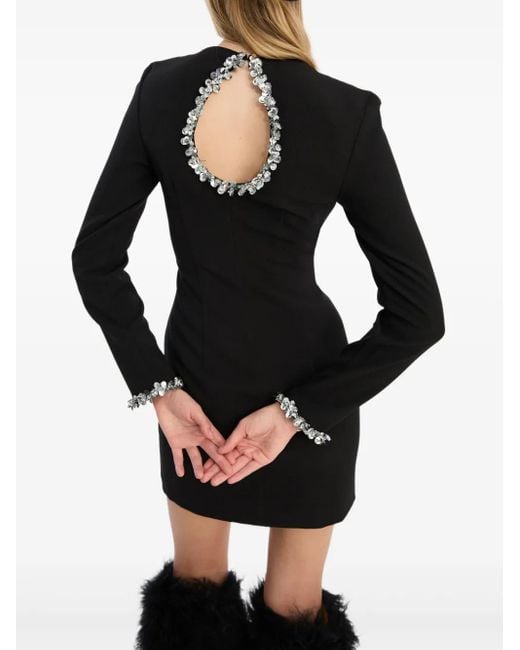 ROTATE BIRGER CHRISTENSEN Black Embellished Crepe Mini Dress