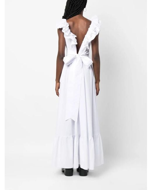 Philipp Plein White Ruffle-Detail Maxi Dress
