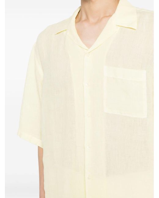 120% Lino Natural Short-sleeved Linen Shirt for men