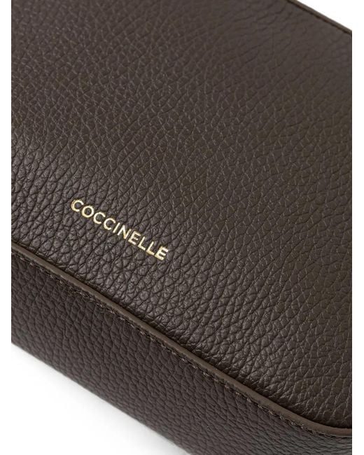 Coccinelle Gray Small Tebe Grained Leather Shoulder Bag