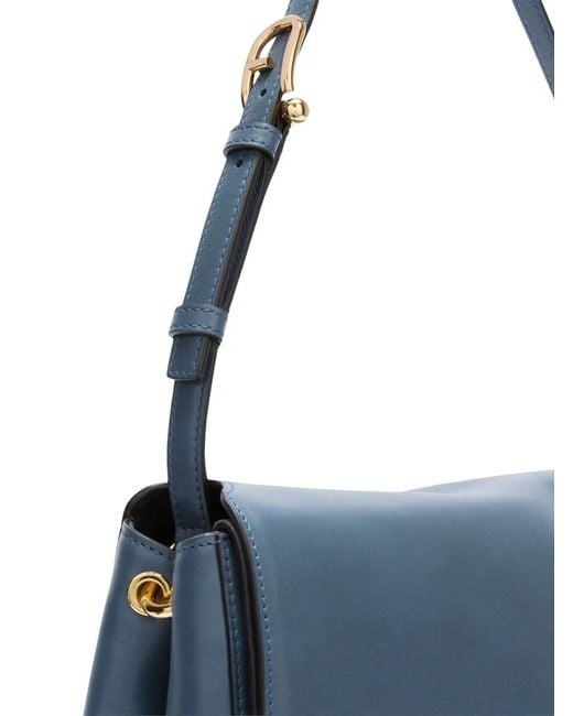 Furla Blue Domus Flap Hardware Shoulder Bag