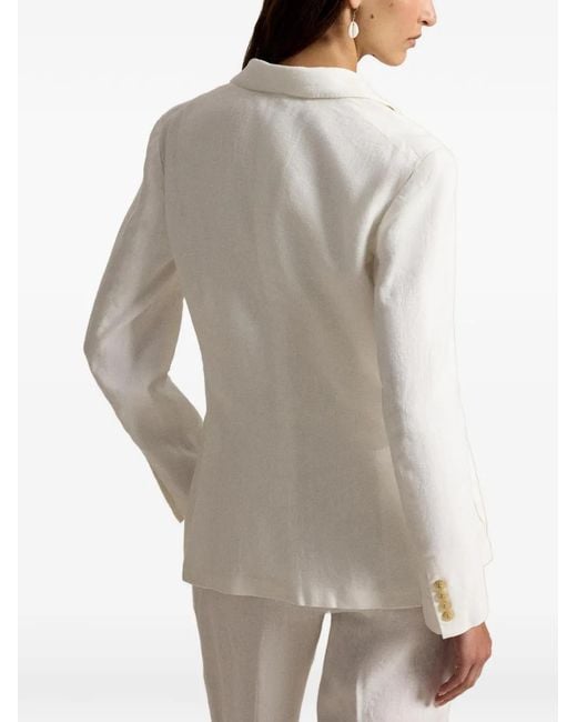 Polo Ralph Lauren White Pocket Button Linen Blazer