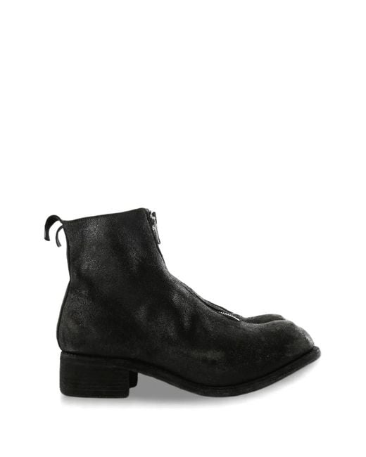 Guidi Black Pl1 Front-Zip Ankle Boots for men