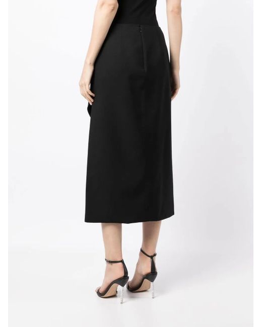 Alexander McQueen Black Midi Skirt With Bold Side Slit