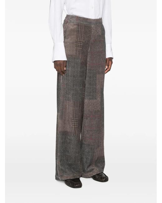 Bye Gray Patchwork-Check Trousers