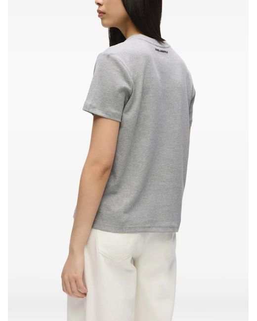 Karl Lagerfeld Gray Ikon Graphic-Print T-Shirt