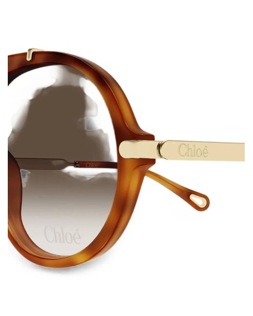 Chloé Brown Tortoiseshell-Effect Pilot-Frame Sunglasses