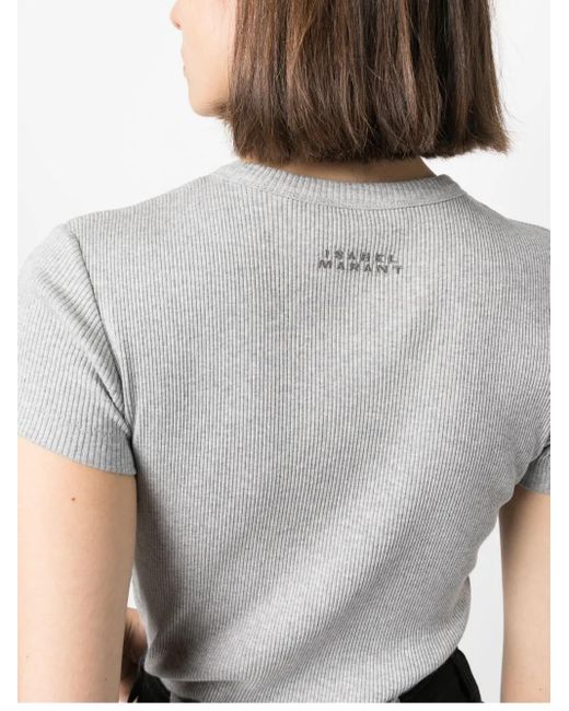 Isabel Marant Gray Taomi Ribbed Cotton T-Shirt