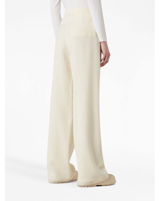 Pantalones anchos de canalé Emporio Armani de color White