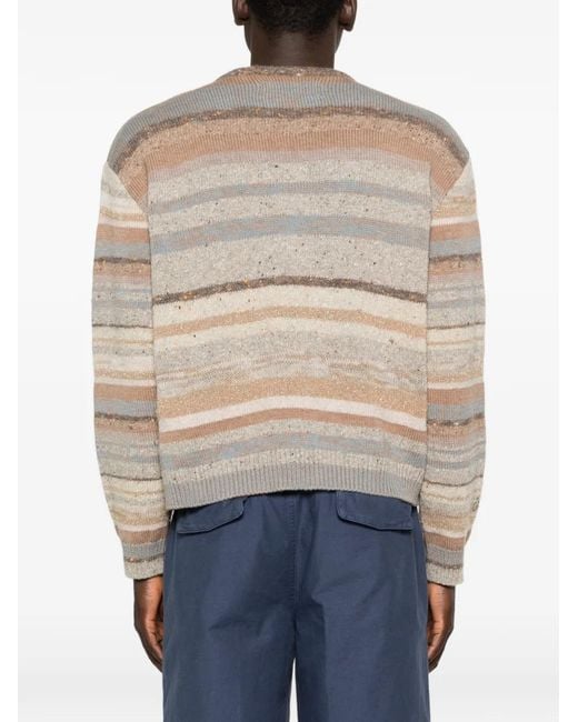 ERL Natural Striped Crew-Neck Sweater for men