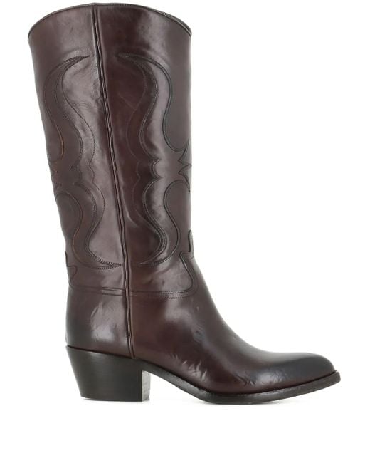 Sartore Brown Sr4208 Leather-Stitched Boots