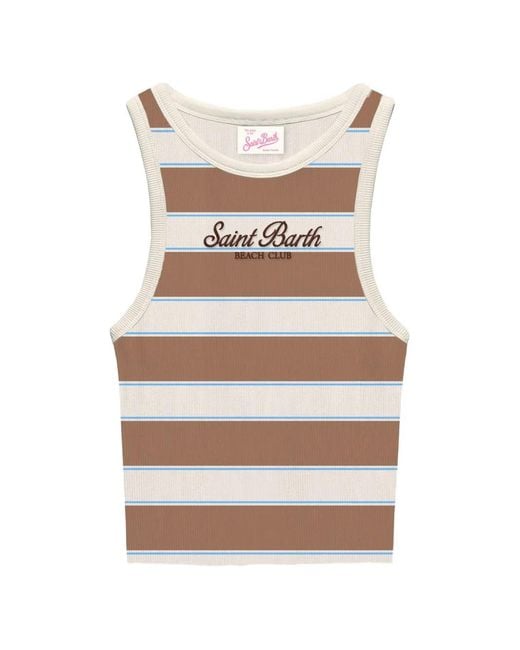 Chaleco Con Texto A Rayas Mc2 Saint Barth de color Natural