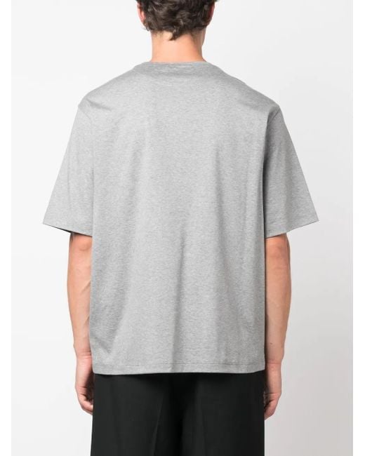 Prada Gray Triangle-logo Cotton T-shirt for men