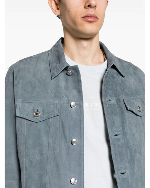 Zadig & Voltaire Blue Suede Shirt Jacket for men