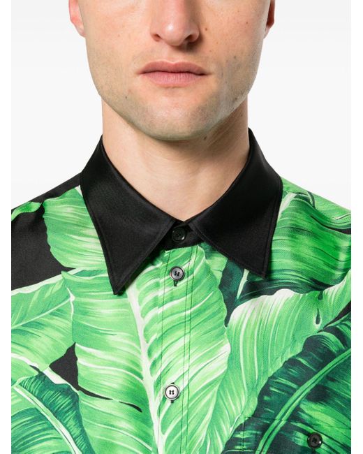 Dolce & Gabbana Green Banana Tree-Print Shirt for men