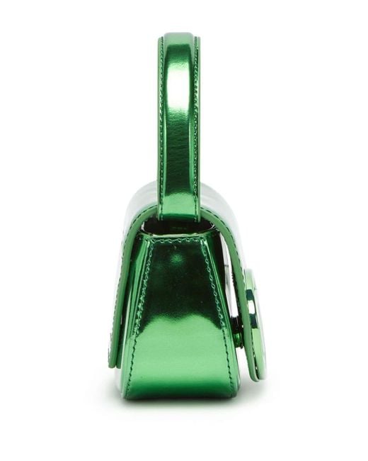 DIESEL Green 1dr-xs-s-iconic Mini Bag In Mirrored Leather