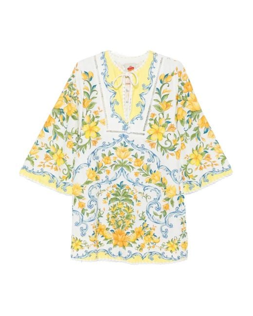 Farm Rio White Sicily Mini Dress