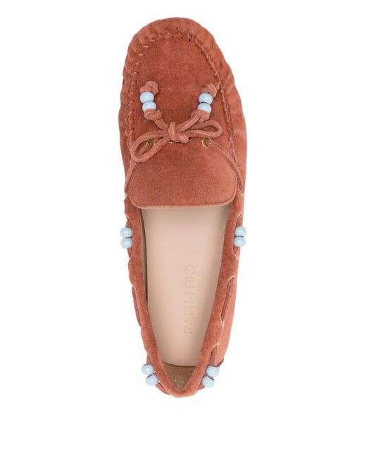 Farm Rio Brown Beaded moccasin loafers