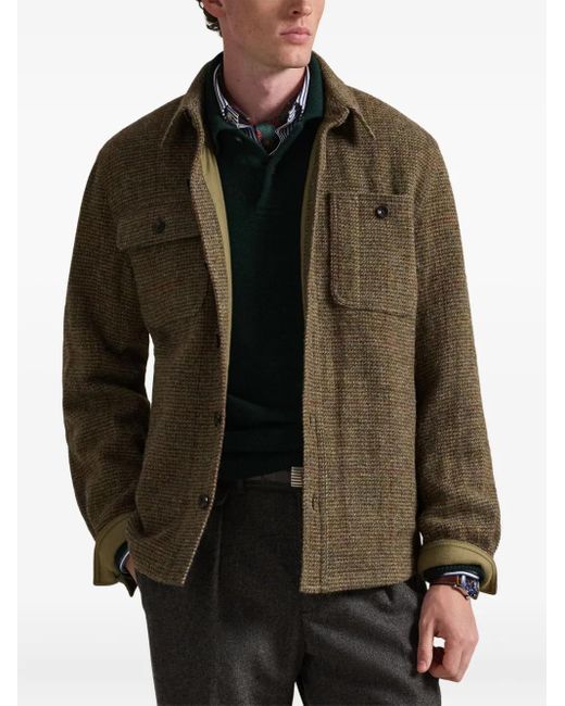 Polo Ralph Lauren Green Herringbone-Pattern Shirt Jacket for men