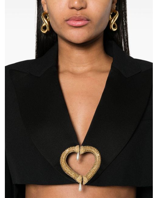 Moschino Black Heart-motif Cropped Blazer
