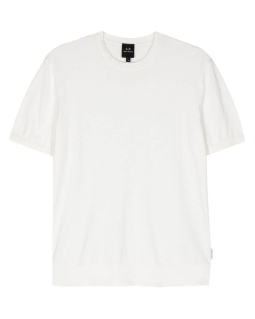 Armani Exchange White Logo-embroidered Cotton Jumper for men