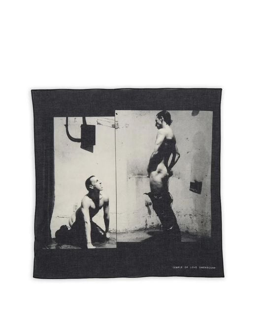 Rick Owens Black Graphic-Detail Scarf for men