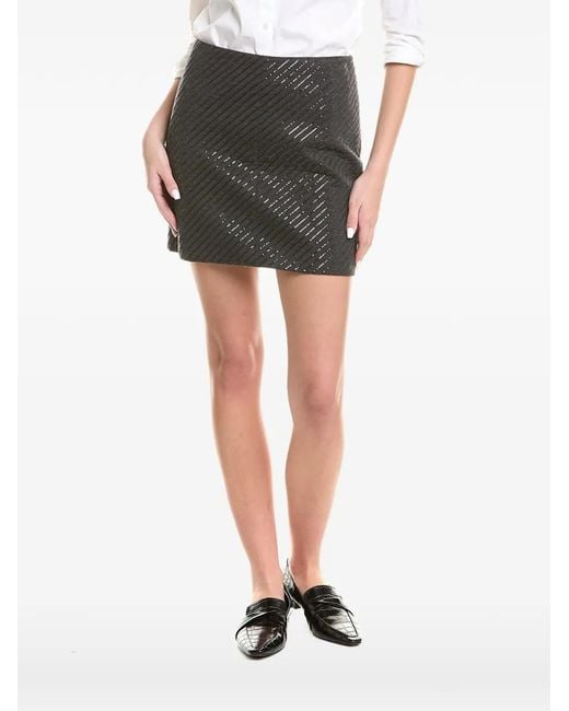 Brunello Cucinelli Black Quilted Monili-Embellished Mini Skirt