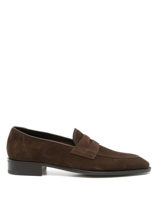 John Lobb Brown Suede Loafers for men