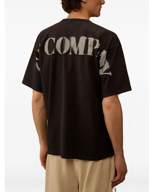 C P Company Black Logo-Print Short-Sleeve T-Shirt for men