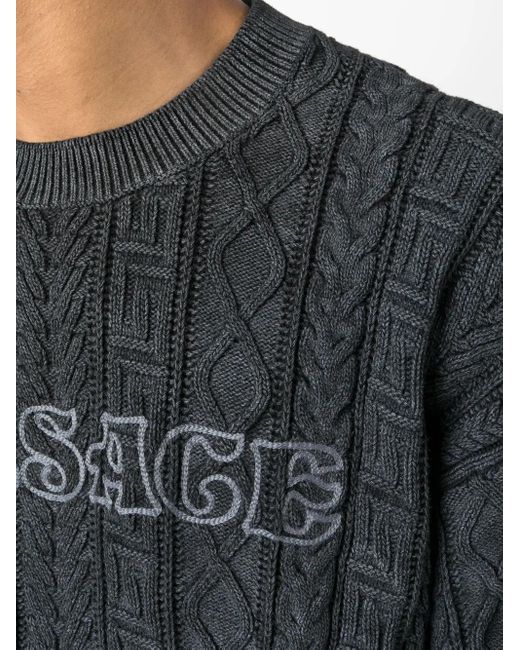 Pull Greca En Maille Torsadée Versace pour homme en coloris Black