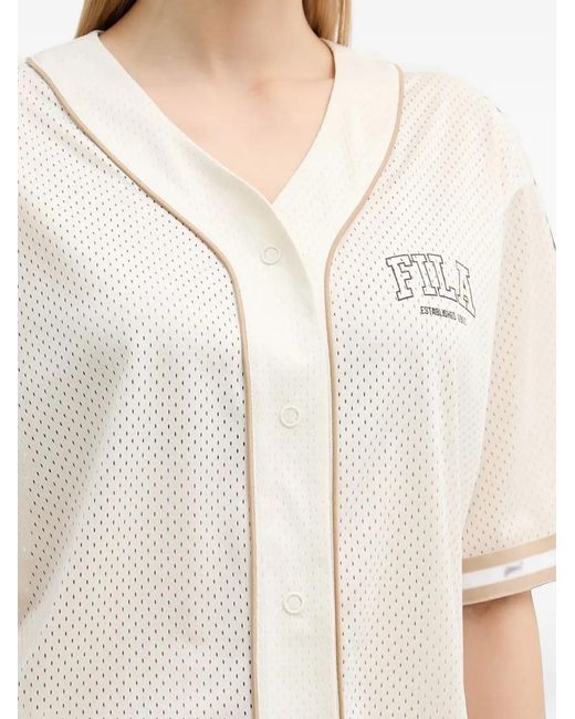 Fila White Villanova Logo-Print Mesh-Knit T-Shirt