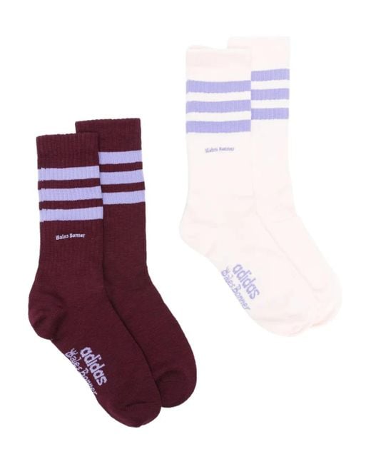 Adidas Purple X Wales Bonner 3-Stripes Socks (Pack Of Two)