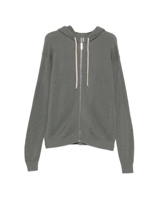 Rick Owens Hooded Zip-Up Cardigan in Gray for Men | Lyst