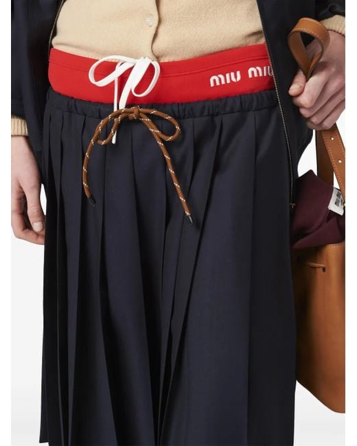 , gonna in batavia plissé di Miu Miu in Black