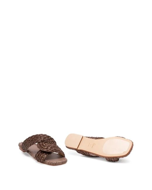 Castaner Brown Padme/258 Braided Raffia Flat Sandals