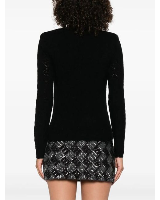 P.A.R.O.S.H. Black Textured Round-Neck Jumper