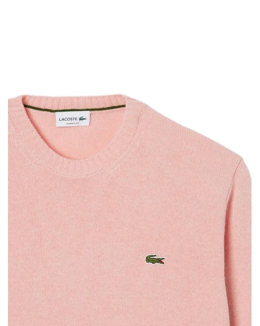 Jersey de lana con cuello redondo Lacoste de hombre de color Pink